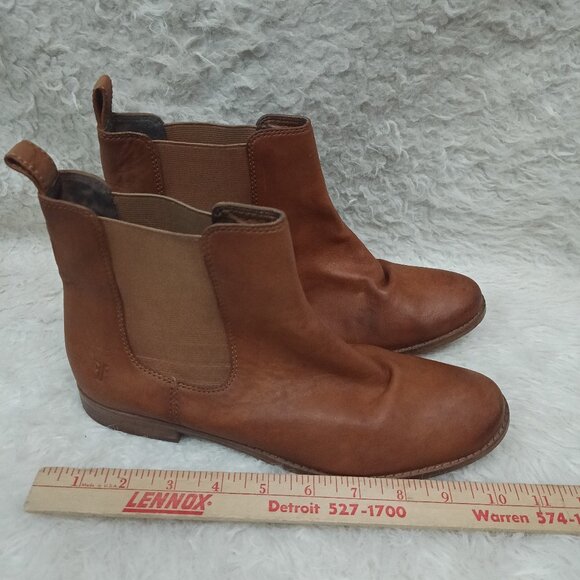 Frye Women's Brown Leather Frye Anna Chelsea Boots US 8.5 - Picture 3 of 11